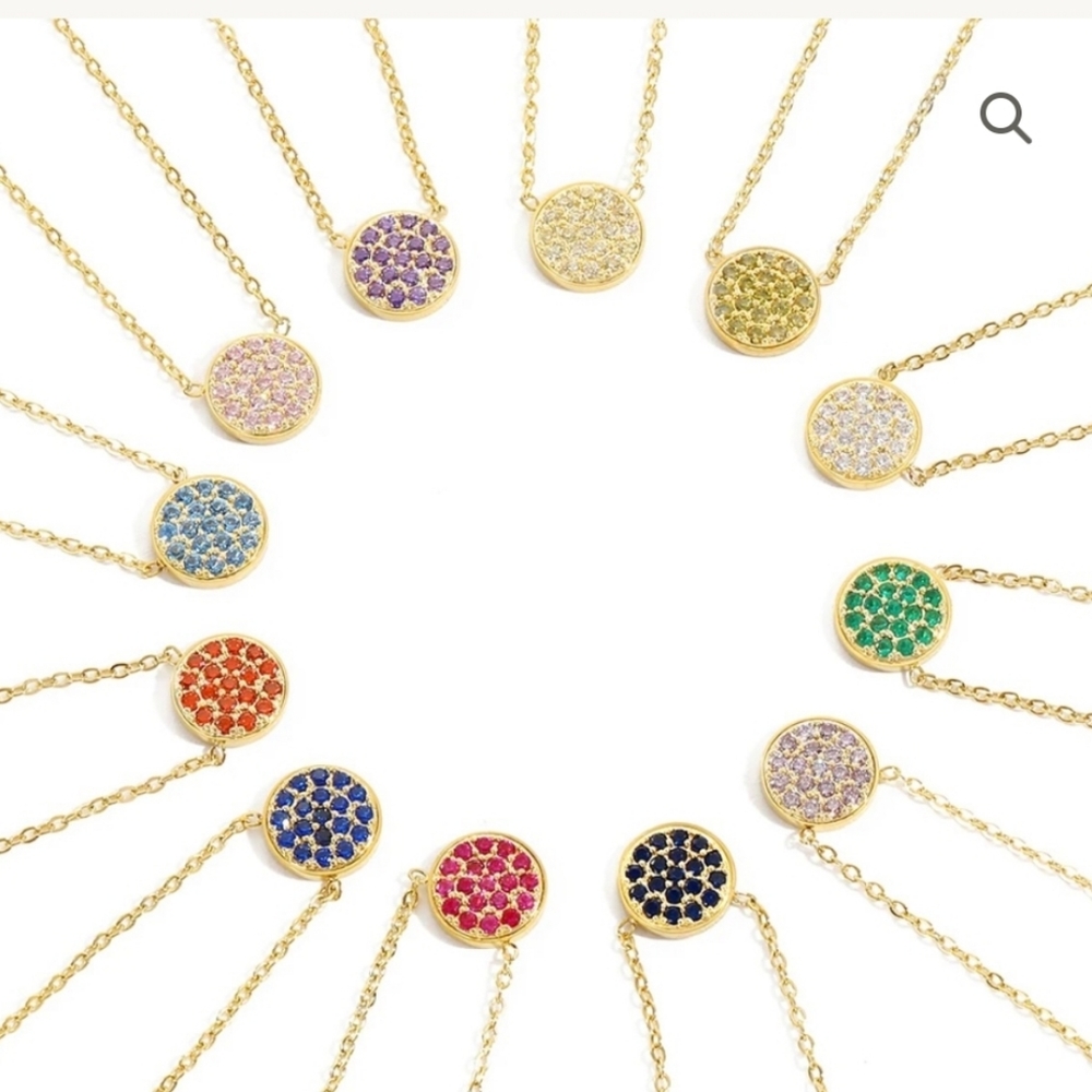 Elegant Gold and Birthstone Pendant Necklace Set 14K Plated